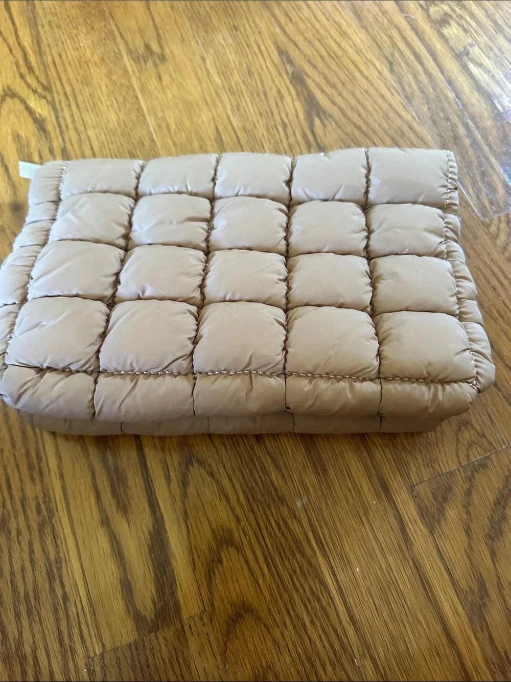 Quilted Puffer Cosmetic Pouch – Beige